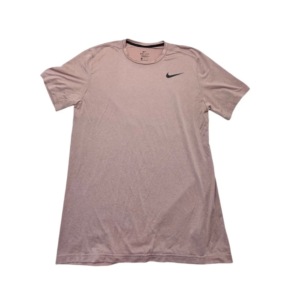 Nike Dri-FIT Mens Training Shirt Large Mauve Pink Short Sleeve Athletic Tee